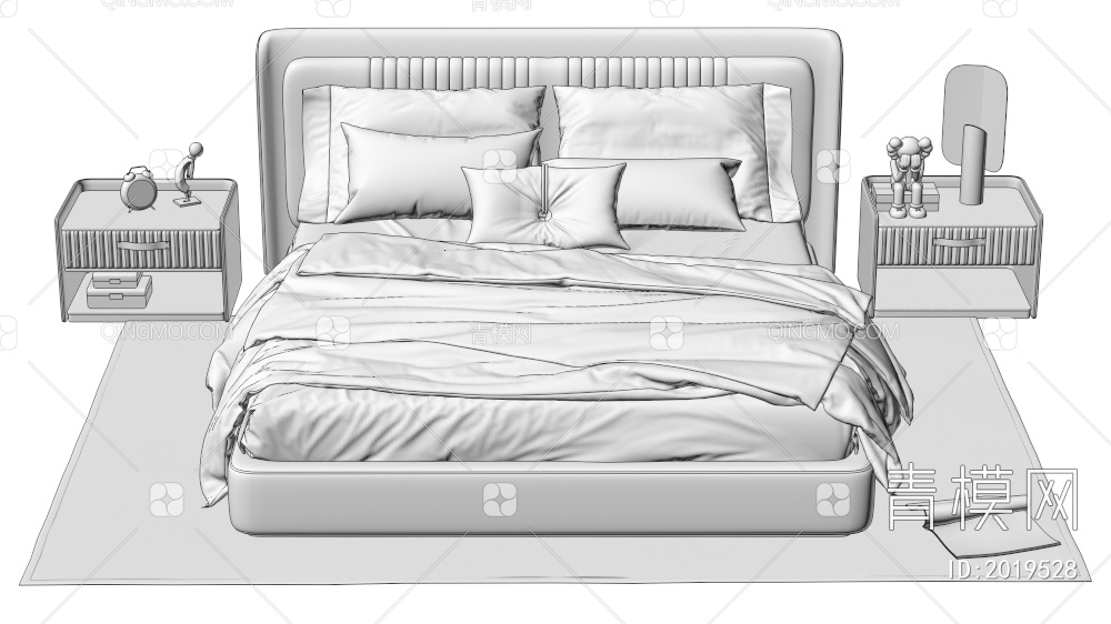 床 床头柜3D模型下载【ID:2019528】
