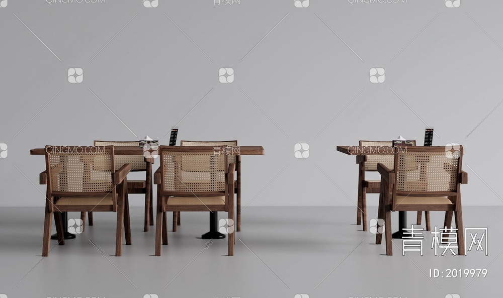 藤编餐桌椅组合3D模型下载【ID:2019979】