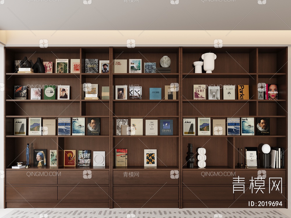 书柜 书籍 展示柜 开放式书柜3D模型下载【ID:2019694】