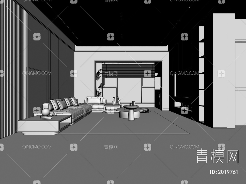 客餐厅 电视柜背景墙3D模型下载【ID:2019761】
