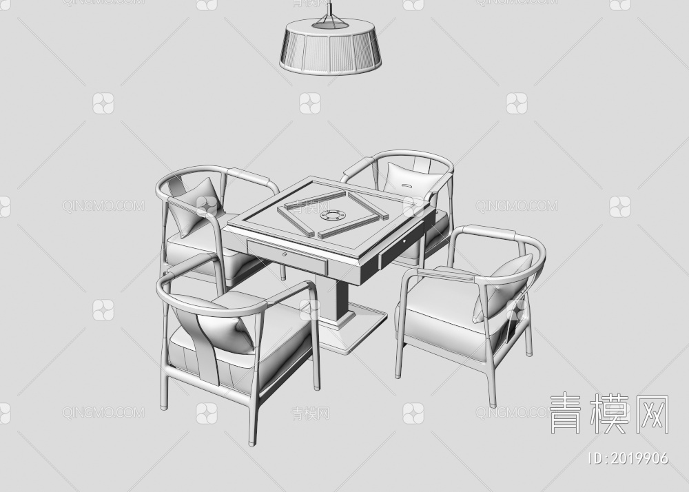 麻将桌椅3D模型下载【ID:2019906】