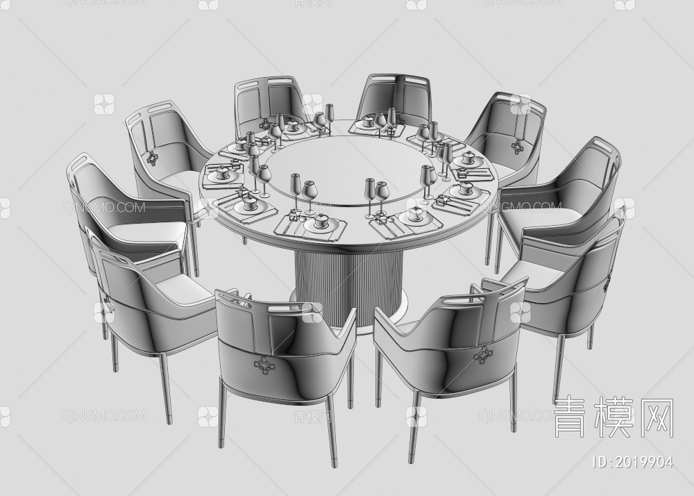 餐桌椅组合3D模型下载【ID:2019904】