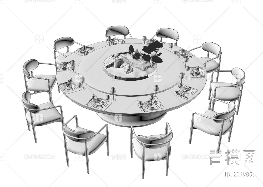 餐桌椅组合3D模型下载【ID:2019856】