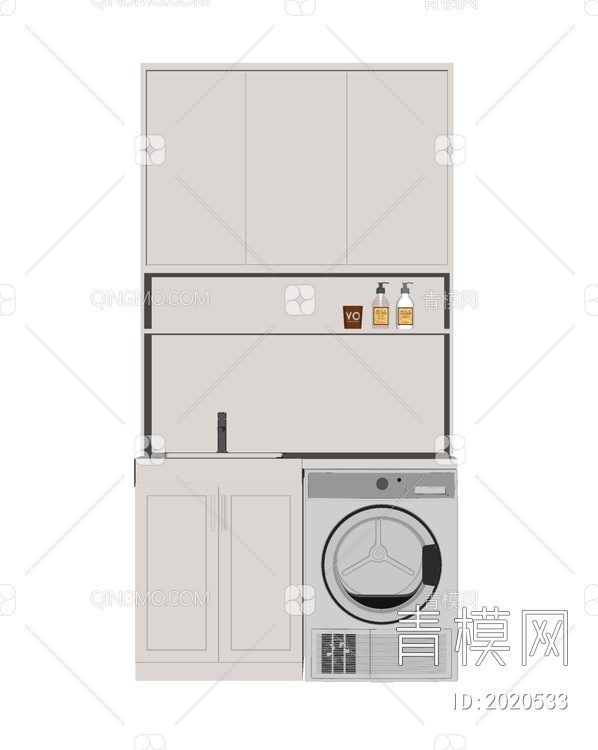 洗衣柜  台盆组合SU模型下载【ID:2020533】