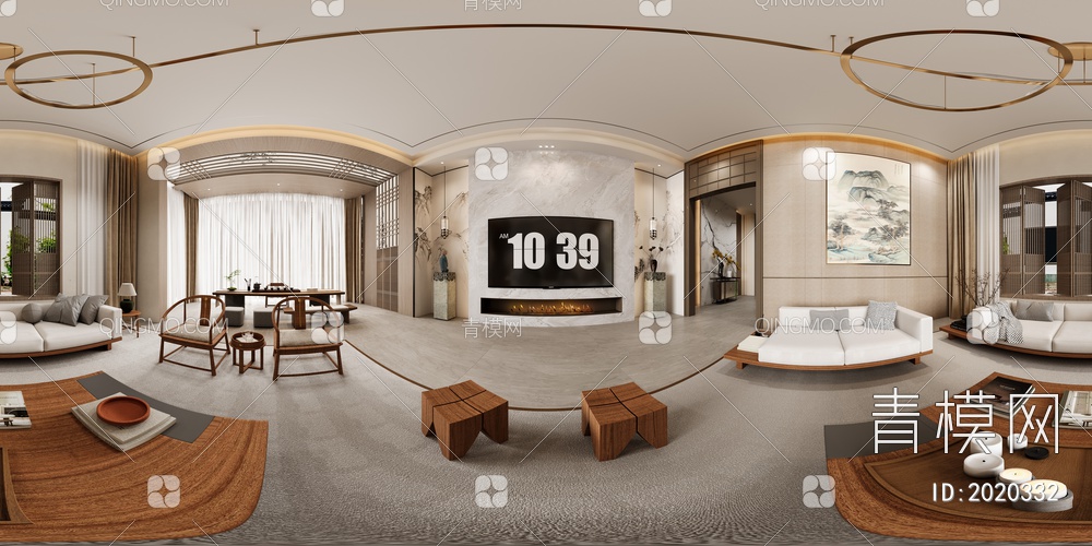 别墅客厅3D模型下载【ID:2020332】