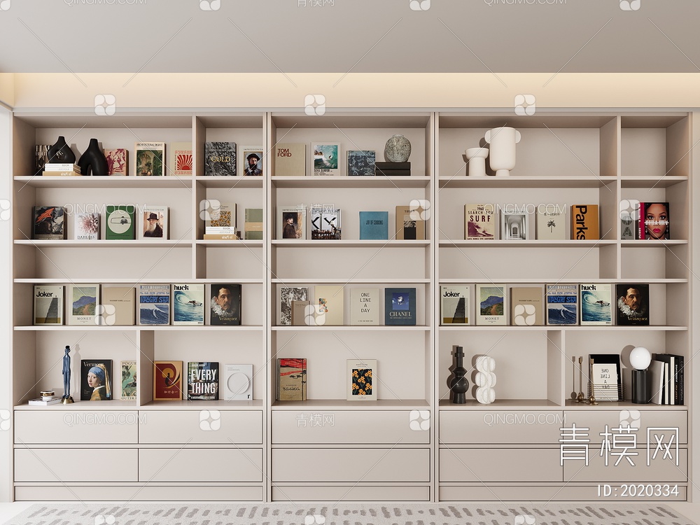 书柜 书籍 展示柜 开放式书柜3D模型下载【ID:2020334】