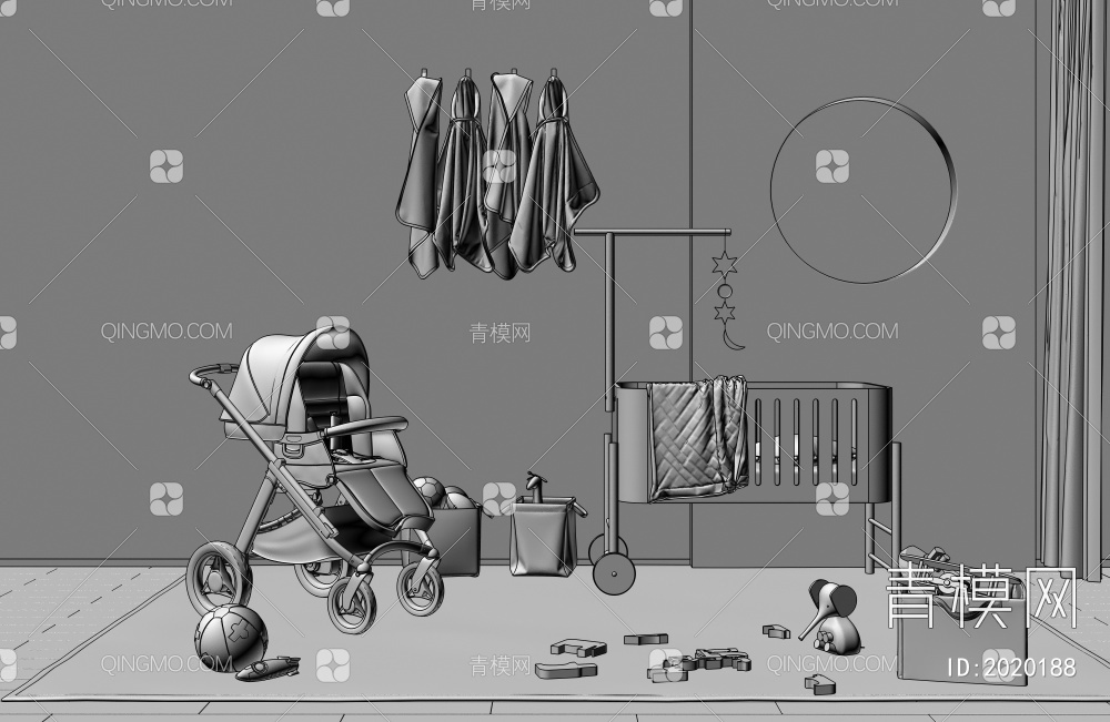 婴儿床 儿童房3D模型下载【ID:2020188】
