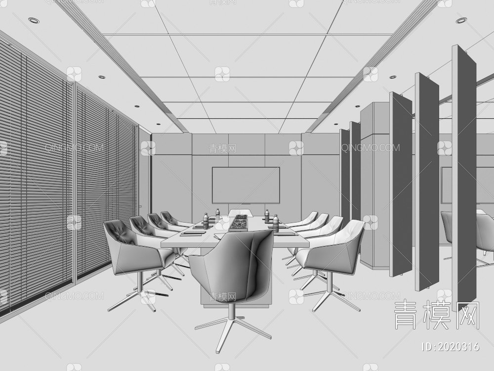 会议室  多功能会议室  会议桌椅组合3D模型下载【ID:2020316】