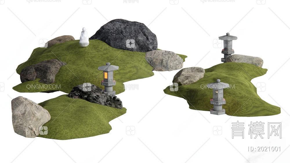 石头 景观石 微地形3D模型下载【ID:2021001】
