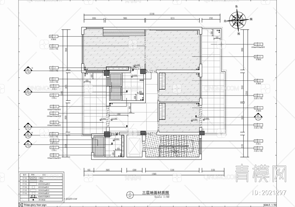 四层家装别墅施工图+效果图+材料表  家装  私宅 豪宅 别墅 复式 洋房 样板房  精装房【ID:2021297】