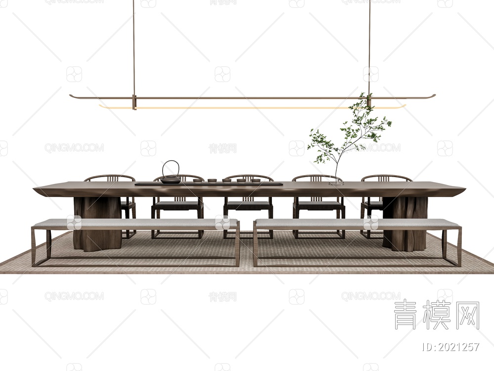 茶桌椅SU模型下载【ID:2021257】