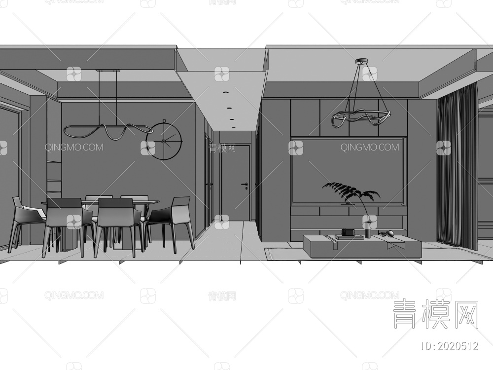 客餐厅 居家餐厅 卫生间3D模型下载【ID:2020512】