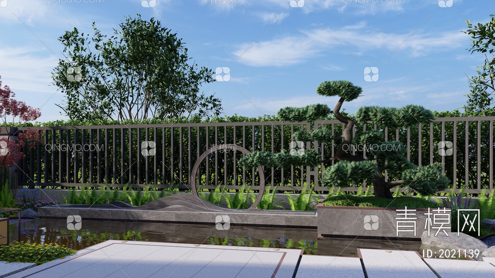 庭院花园景观SU模型下载【ID:2021139】