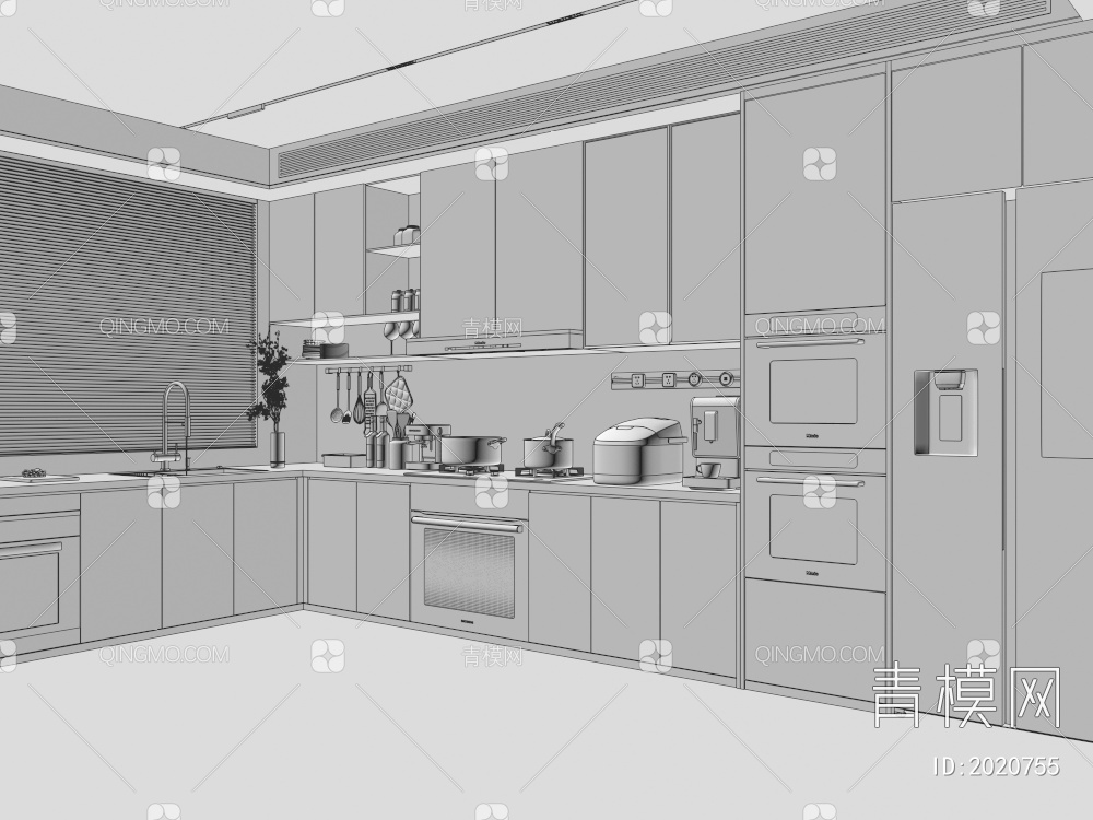 开放式厨房3D模型下载【ID:2020755】