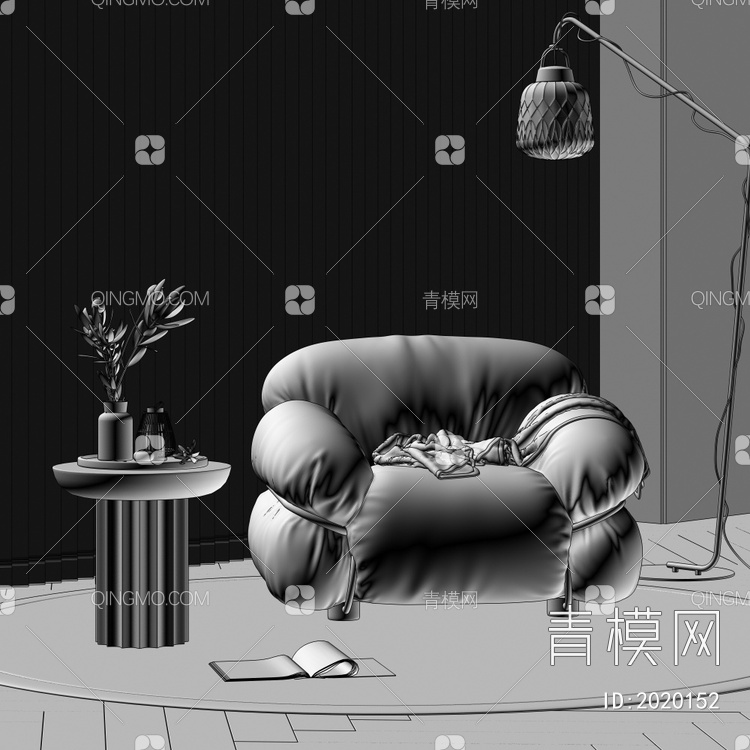 单人沙发3D模型下载【ID:2020152】