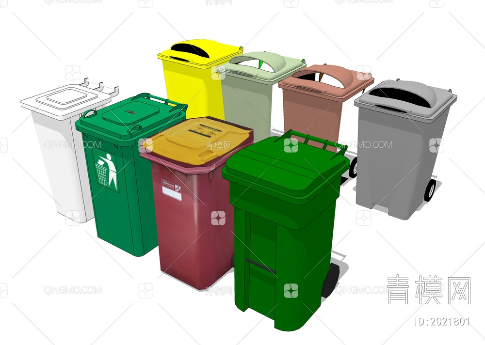 公共垃圾桶 分类垃圾桶SU模型下载【ID:2021801】