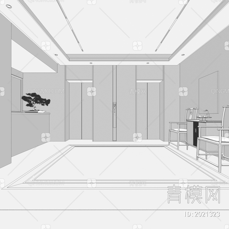 电梯厅3D模型下载【ID:2021323】