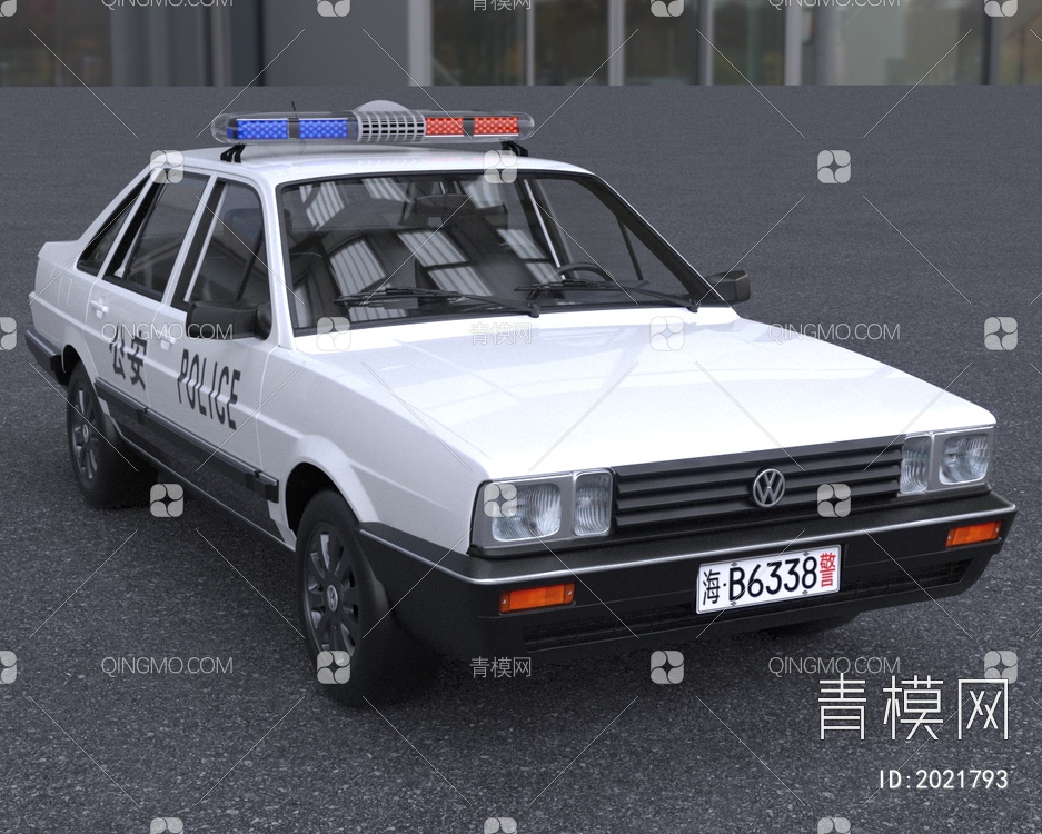 7080年代老款桑塔纳警车狂飙同款3D模型下载【ID:2021793】