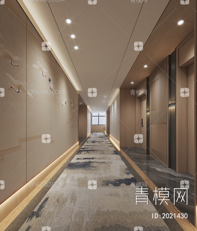 酒店客房过道3D模型下载【ID:2021430】
