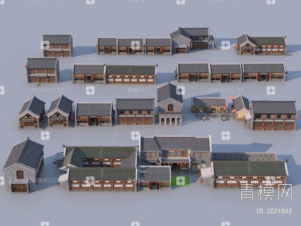 商业街建筑合集3D模型下载【ID:2021843】
