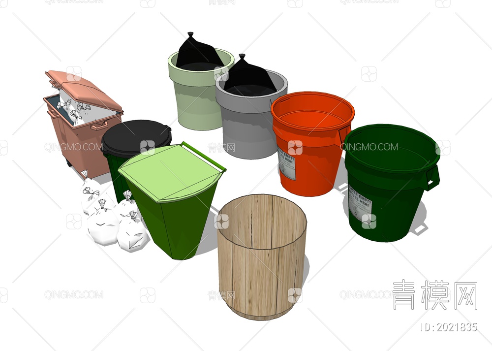 户外垃圾桶 塑料回收桶SU模型下载【ID:2021835】