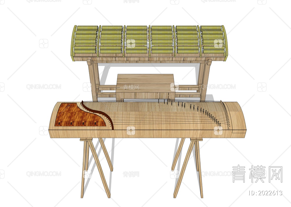 乐器 古筝古琴SU模型下载【ID:2022613】