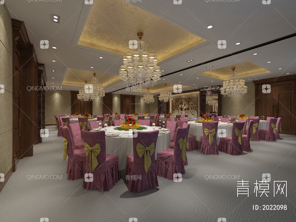 酒店宴会厅3D模型下载【ID:2022098】