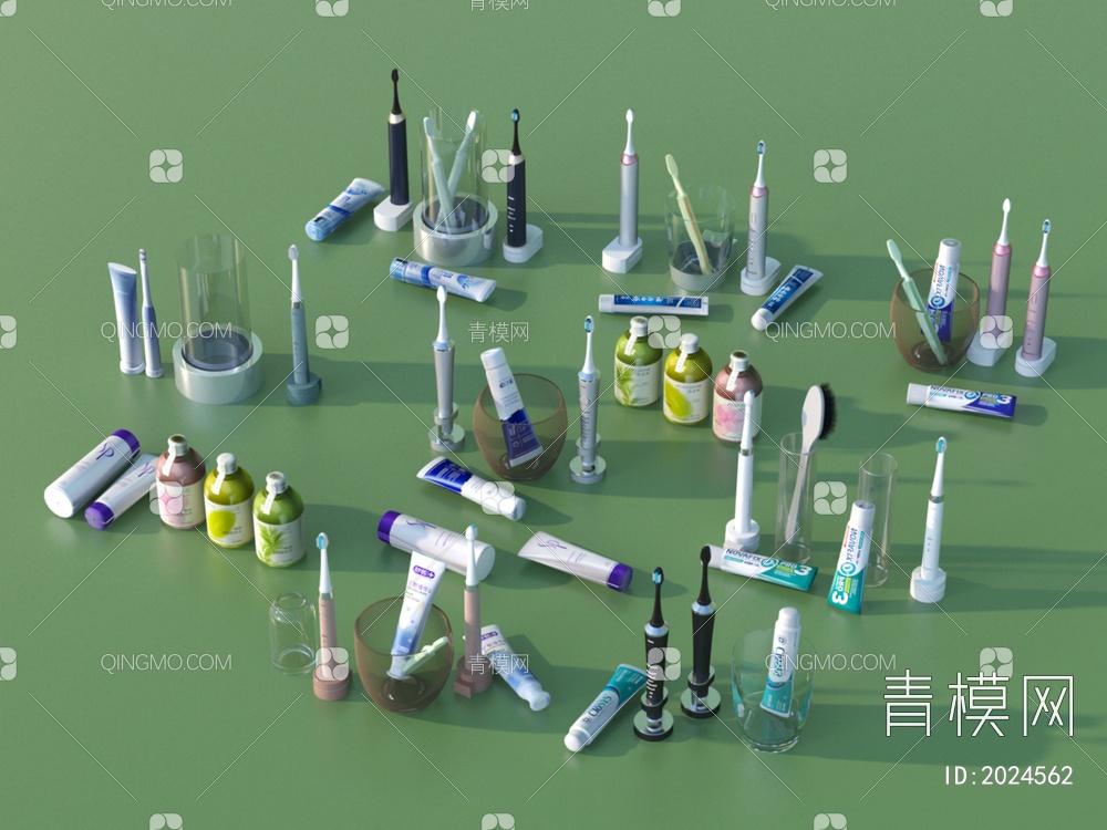 牙刷牙膏3D模型下载【ID:2024562】