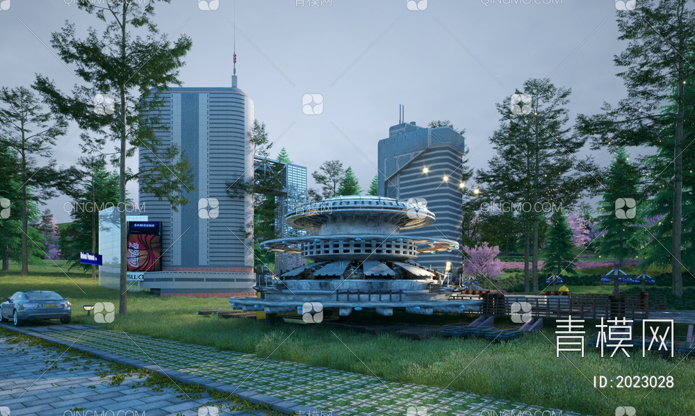 未来科技建筑3D模型下载【ID:2023028】