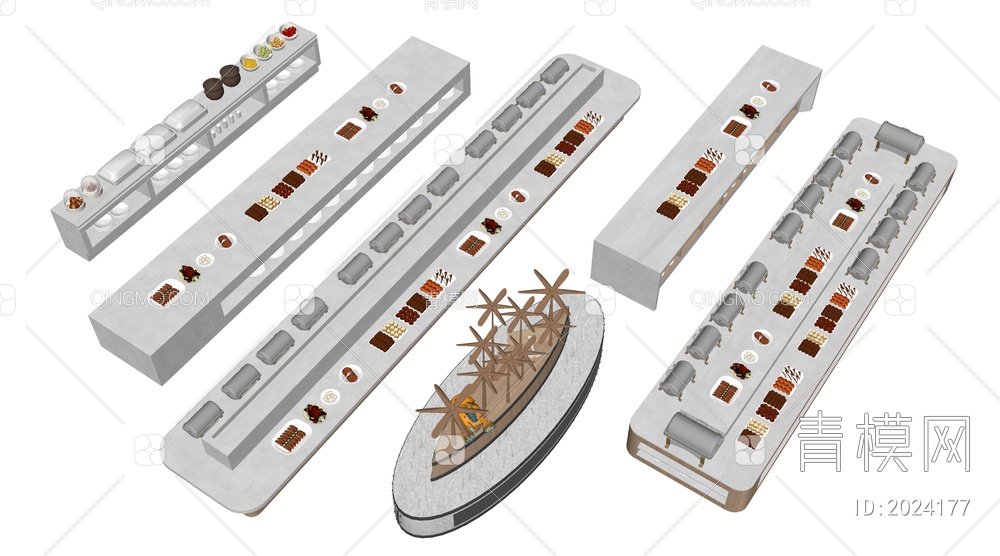 自助餐台SU模型下载【ID:2024177】