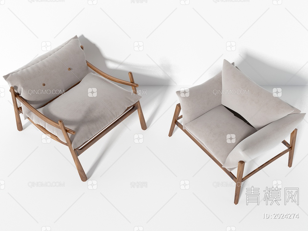 实木支架的休闲椅子3D模型下载【ID:2024274】