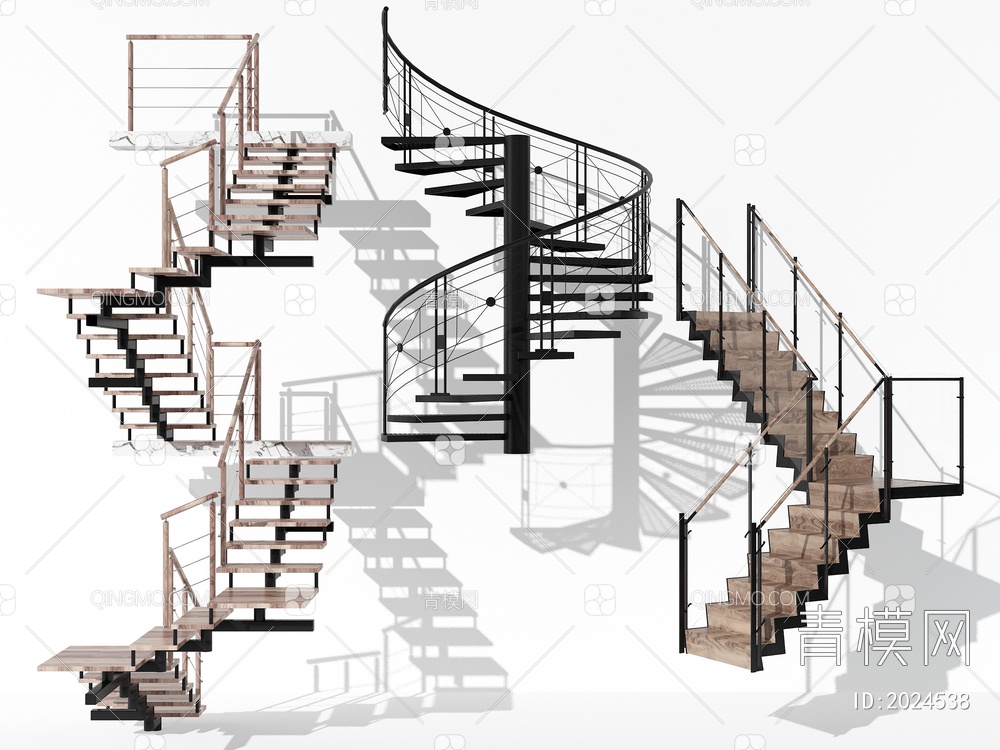 旋转楼梯3D模型下载【ID:2024538】