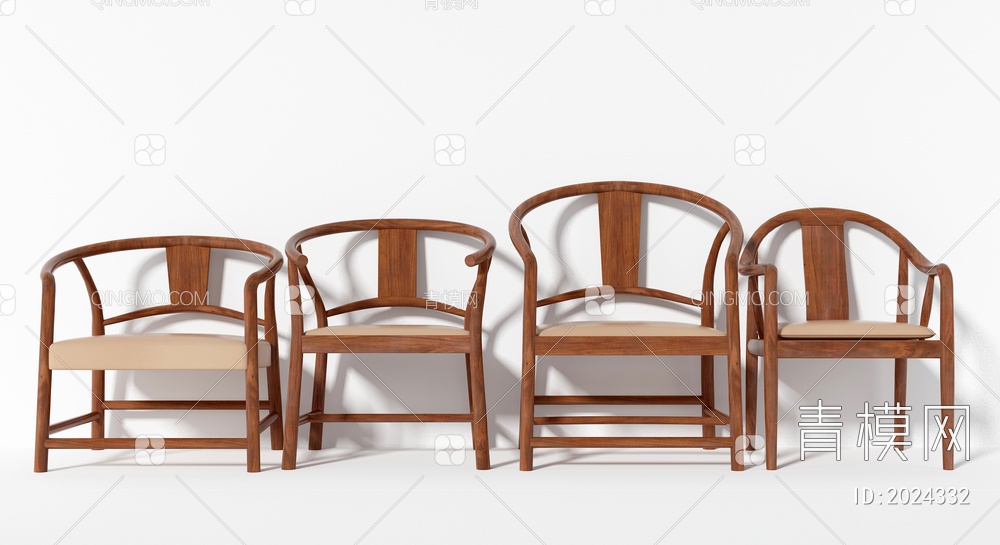 实木扶手椅 休闲椅子3D模型下载【ID:2024332】