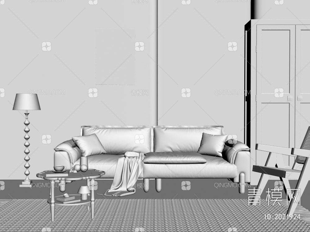 沙发茶几组合3D模型下载【ID:2021924】