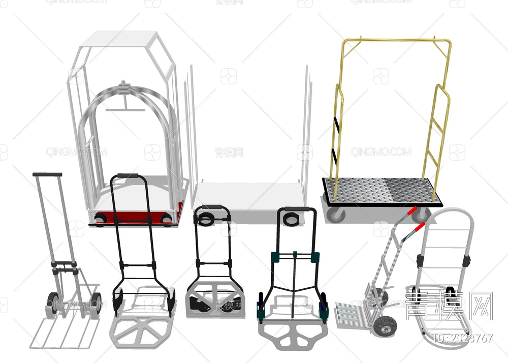 行李推车 收纳铁架车SU模型下载【ID:2023767】