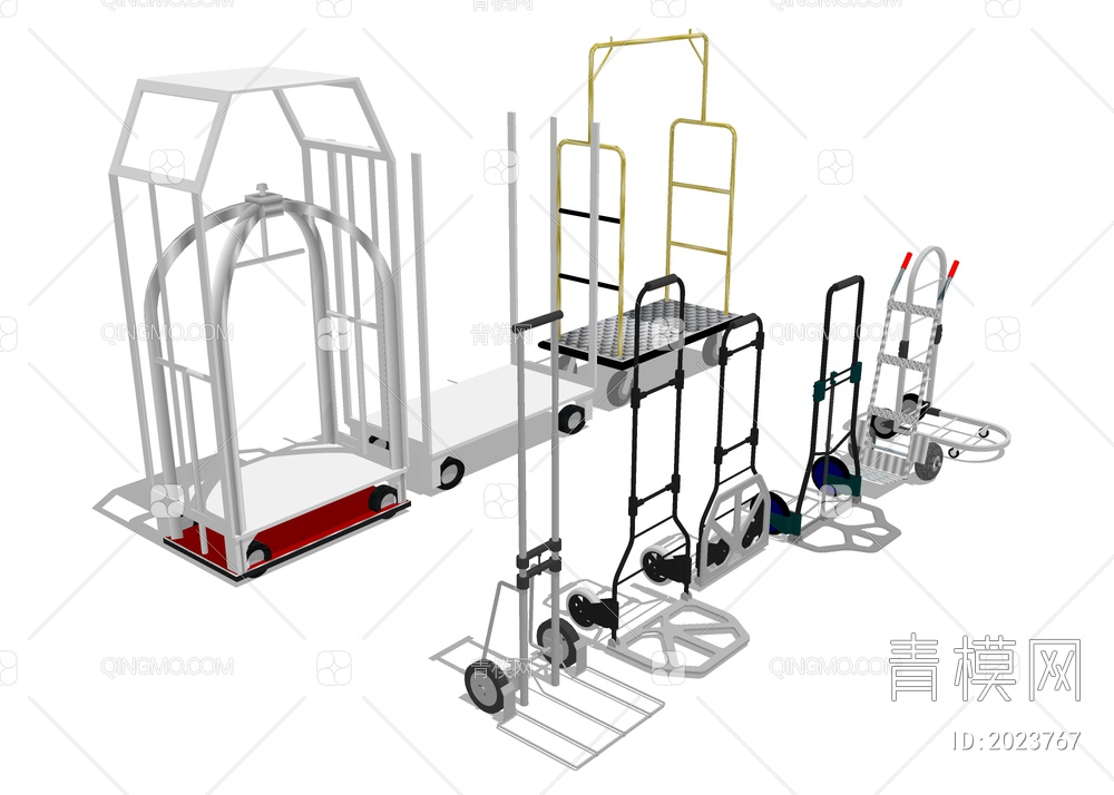 行李推车 收纳铁架车SU模型下载【ID:2023767】