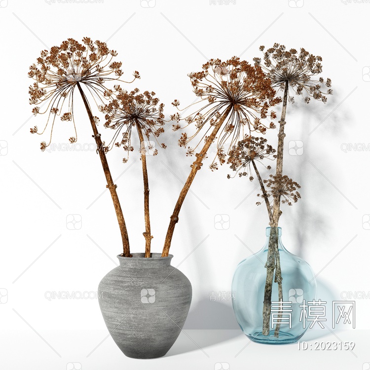 陶瓷花瓶花卉3D模型下载【ID:2023159】
