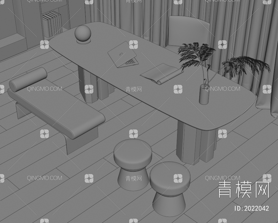 书桌椅3D模型下载【ID:2022042】