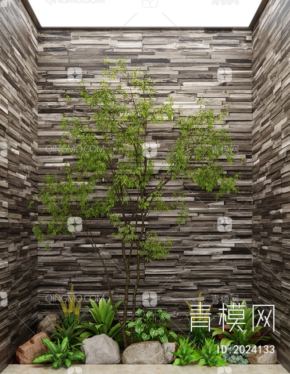 园林景观 植物 石头 树3D模型下载【ID:2024133】