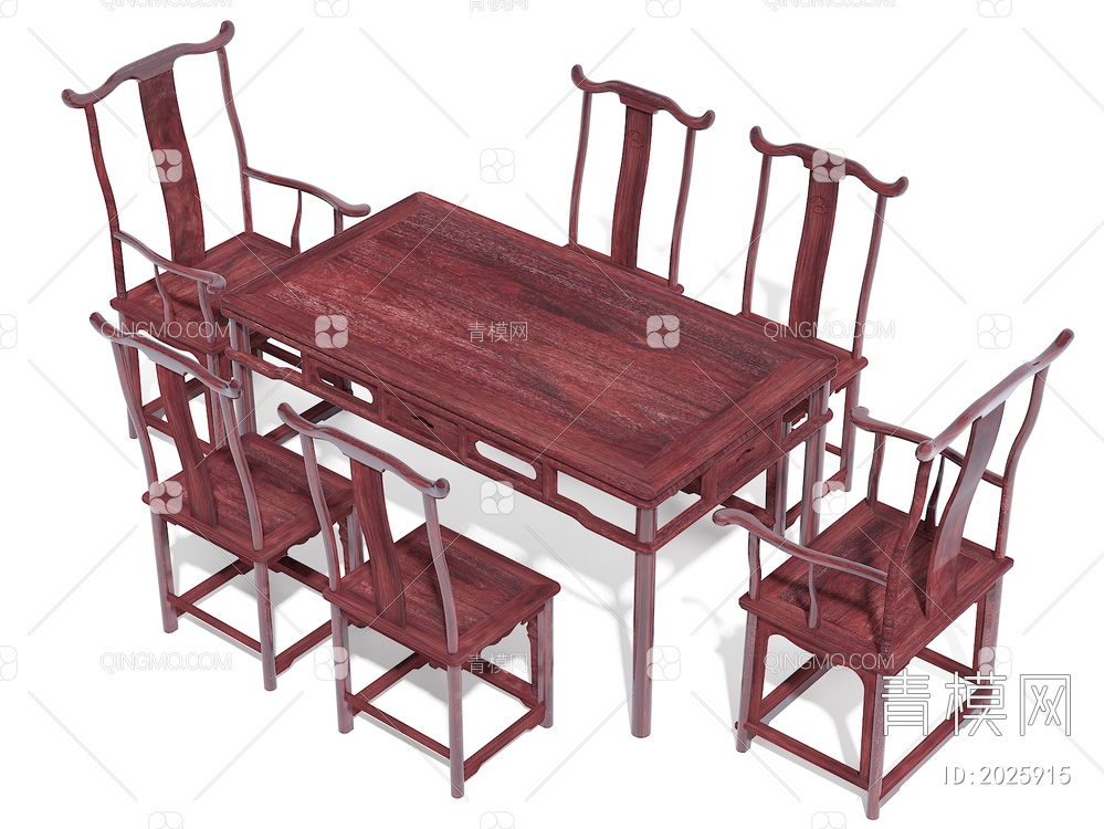 实木餐桌椅组合3D模型下载【ID:2025915】