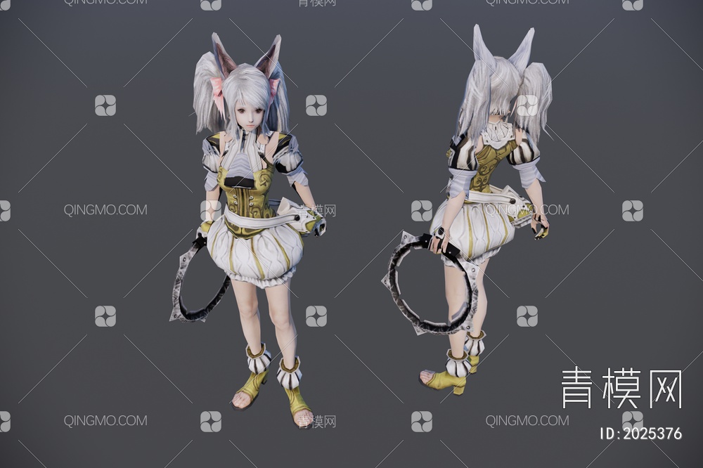 兔耳朵女游戏人物SU模型下载【ID:2025376】