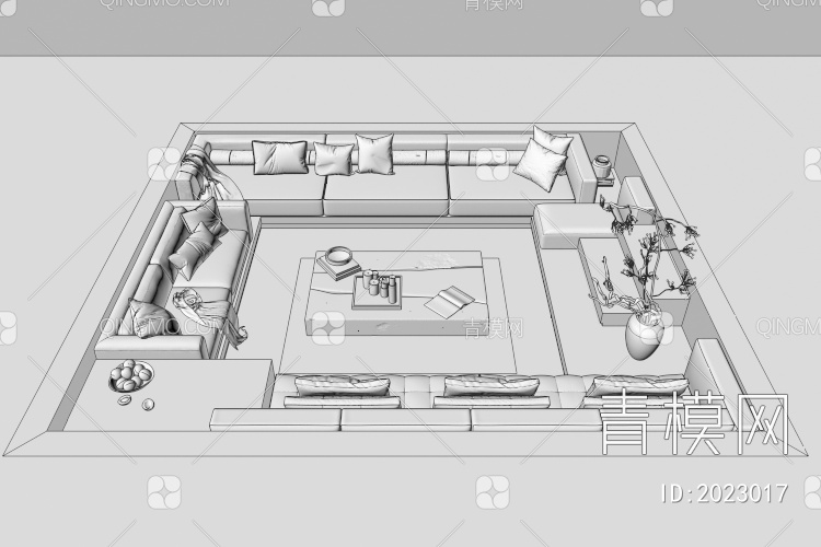 下沉式沙发卡座3D模型下载【ID:2023017】