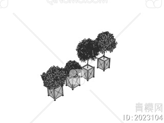 大型花盆 盆栽 花树 植物3D模型下载【ID:2023104】