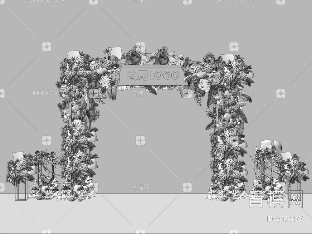 植物花卉装饰的大门3D模型下载【ID:2024477】