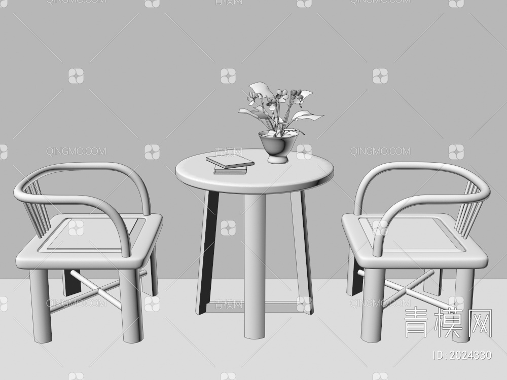 实木休闲椅子 茶几3D模型下载【ID:2024330】