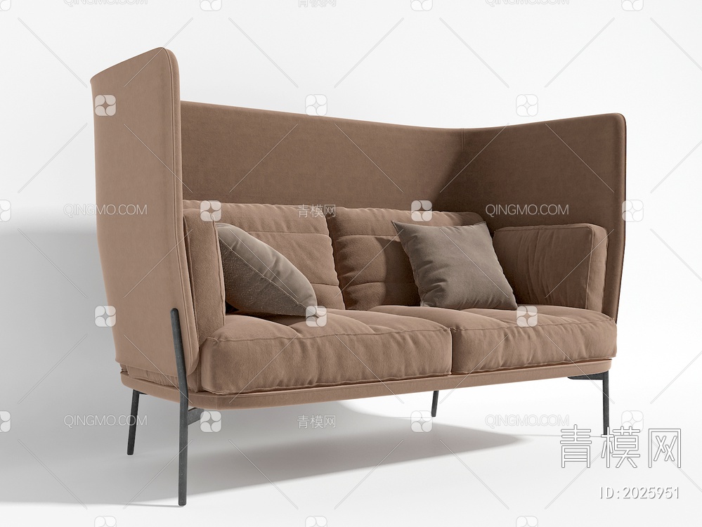 高靠背布艺双人沙发3D模型下载【ID:2025951】