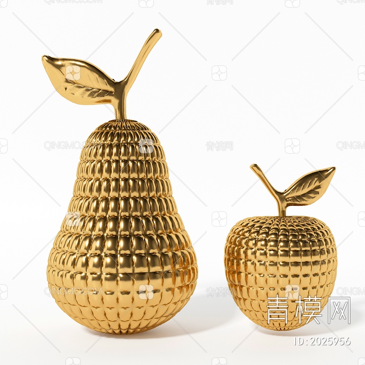 金色装饰水果摆件组合3D模型下载【ID:2025956】