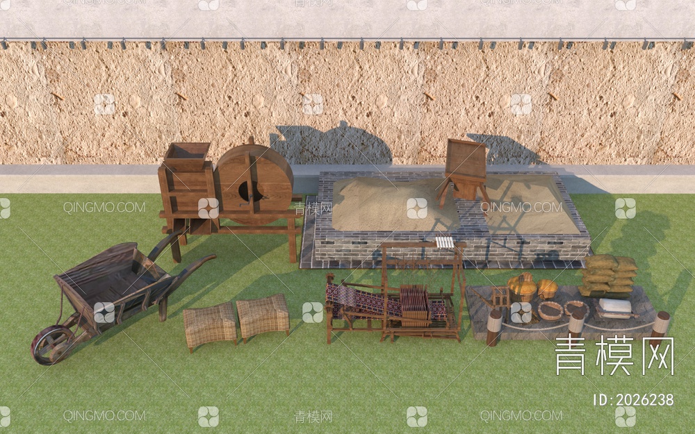 乡村农具3D模型下载【ID:2026238】