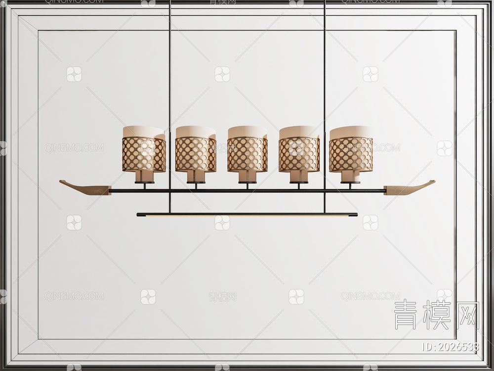 长形多头吊灯3D模型下载【ID:2026533】