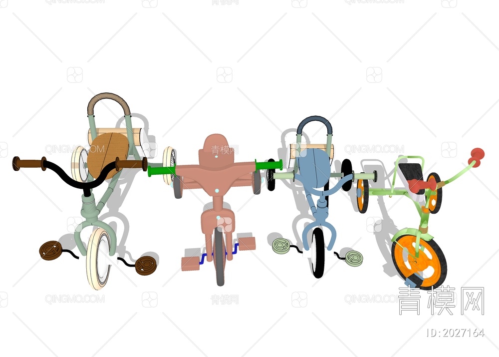 儿童自行车 学步脚蹬车SU模型下载【ID:2027164】